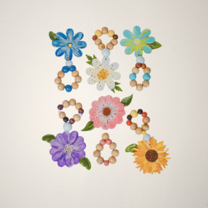 Aros de servilletas Flores en madera - Juego de 6