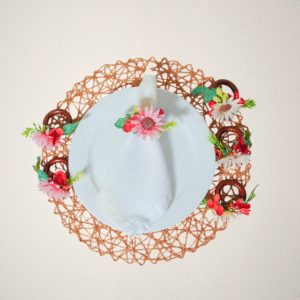 Aros de servilletas flores gerberas - Juego de 6