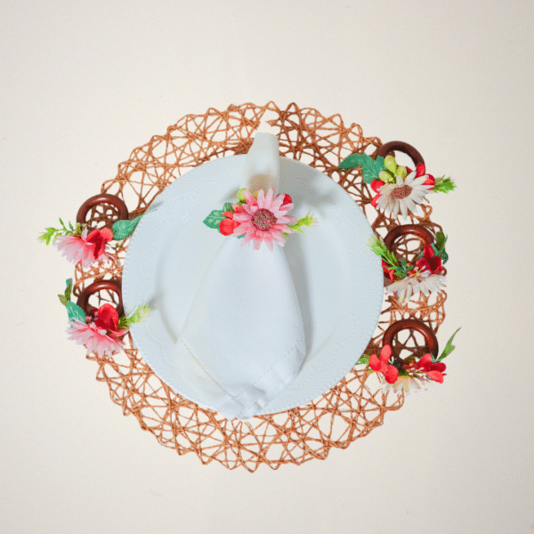 Aros de servilletas flores gerberas - Juego de 6