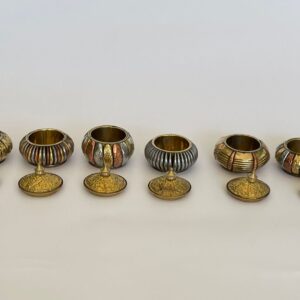 Mini cofres en combinación de pewter, bronce, cobre y dorado - Juego de 6