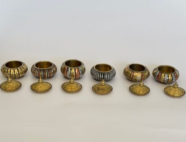 Mini cofres en combinación de pewter, bronce, cobre y dorado - Juego de 6