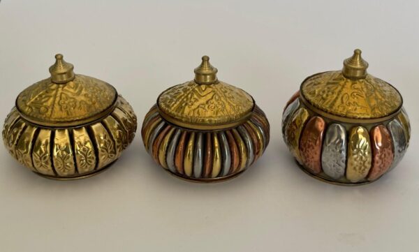 Mini cofres en combinación de pewter, bronce, cobre y dorado - Juego de 6 - Image 3